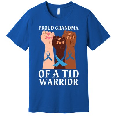 Proud Grandma Of A T1d Warrior Diabetes Awareness Cool Gift Premium T-Shirt