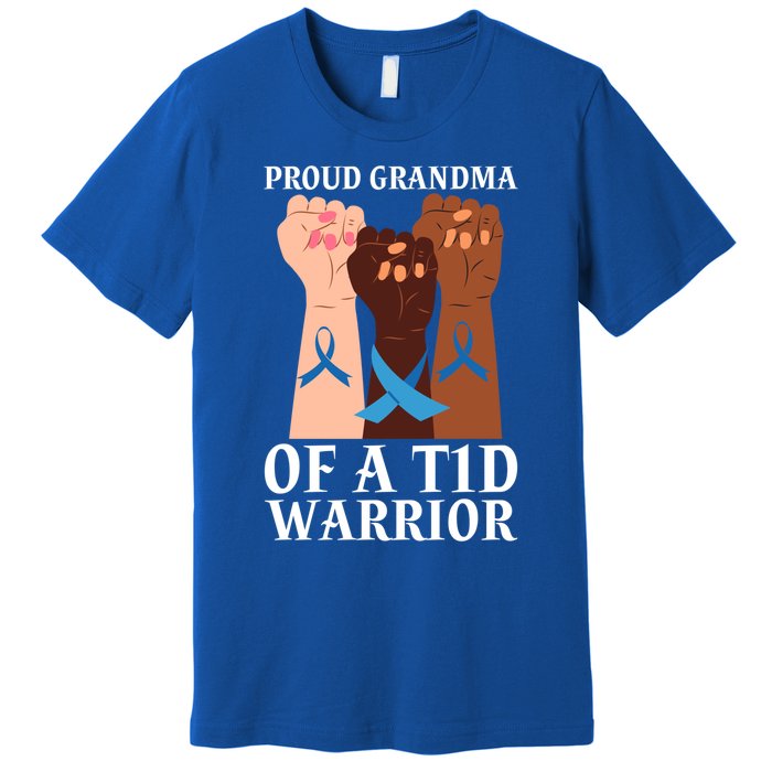 Proud Grandma Of A T1d Warrior Diabetes Awareness Cool Gift Premium T-Shirt