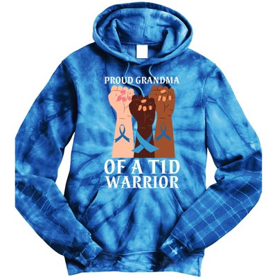 Proud Grandma Of A T1d Warrior Diabetes Awareness Cool Gift Tie Dye Hoodie