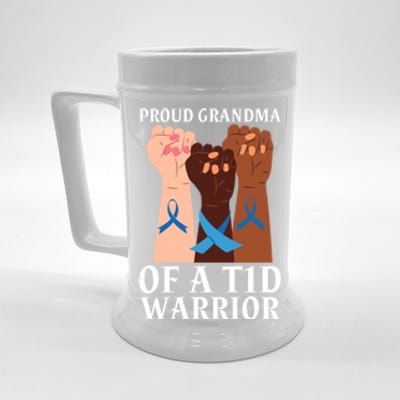 Proud Grandma Of A T1d Warrior Diabetes Awareness Cool Gift Beer Stein