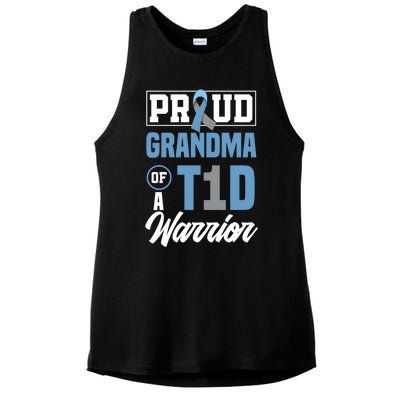 Proud Grandma Of A T1d Warrior Diabetes Awareness Gift Ladies PosiCharge Tri-Blend Wicking Tank