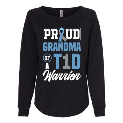 Proud Grandma Of A T1d Warrior Diabetes Awareness Gift Womens California Wash Sweatshirt