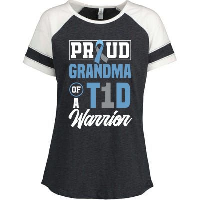 Proud Grandma Of A T1d Warrior Diabetes Awareness Gift Enza Ladies Jersey Colorblock Tee