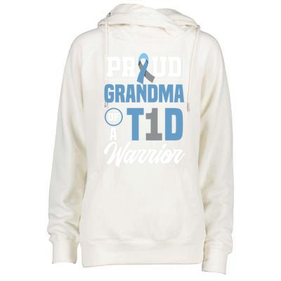 Proud Grandma Of A T1d Warrior Diabetes Awareness Gift Womens Funnel Neck Pullover Hood