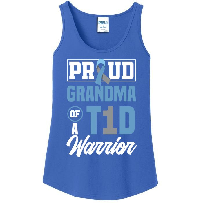 Proud Grandma Of A T1d Warrior Diabetes Awareness Gift Ladies Essential Tank