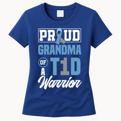 Proud Grandma Of A T1d Warrior Diabetes Awareness Gift Women's T-Shirt