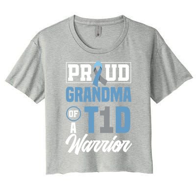 Proud Grandma Of A T1d Warrior Diabetes Awareness Gift Women's Crop Top Tee