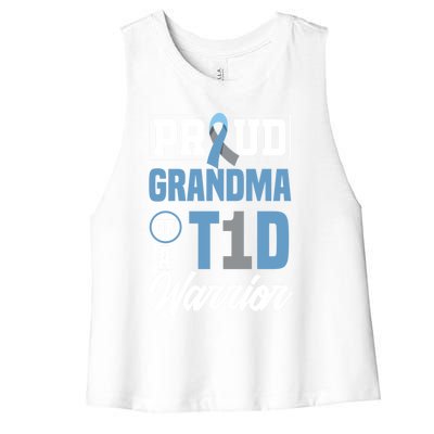 Proud Grandma Of A T1d Warrior Diabetes Awareness Gift Women's Racerback Cropped Tank