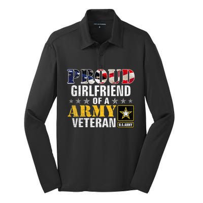 Proud Girlfriend Of A Army Veteran American Flag Military Silk Touch Performance Long Sleeve Polo