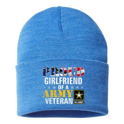 Proud Girlfriend Of A Army Veteran American Flag Military Sustainable Knit Beanie