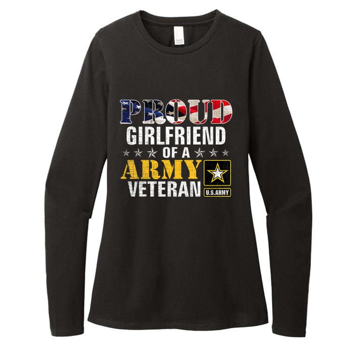 Proud Girlfriend Of A Army Veteran American Flag Military Womens CVC Long Sleeve Shirt