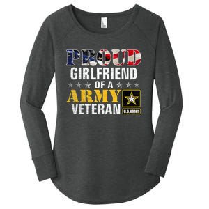 Proud Girlfriend Of A Army Veteran American Flag Military Women's Perfect Tri Tunic Long Sleeve Shirt