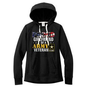 Proud Girlfriend Of A Army Veteran American Flag Military Women's Fleece Hoodie