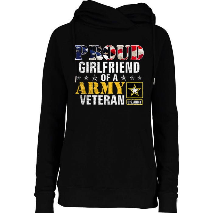 Proud Girlfriend Of A Army Veteran American Flag Military Womens Funnel Neck Pullover Hood