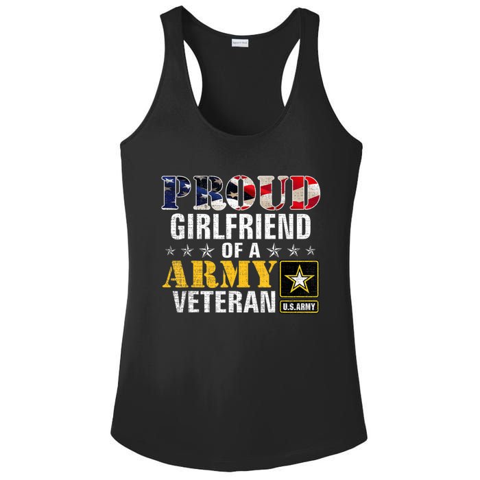 Proud Girlfriend Of A Army Veteran American Flag Military Ladies PosiCharge Competitor Racerback Tank