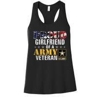 Proud Girlfriend Of A Army Veteran American Flag Military Women's Racerback Tank