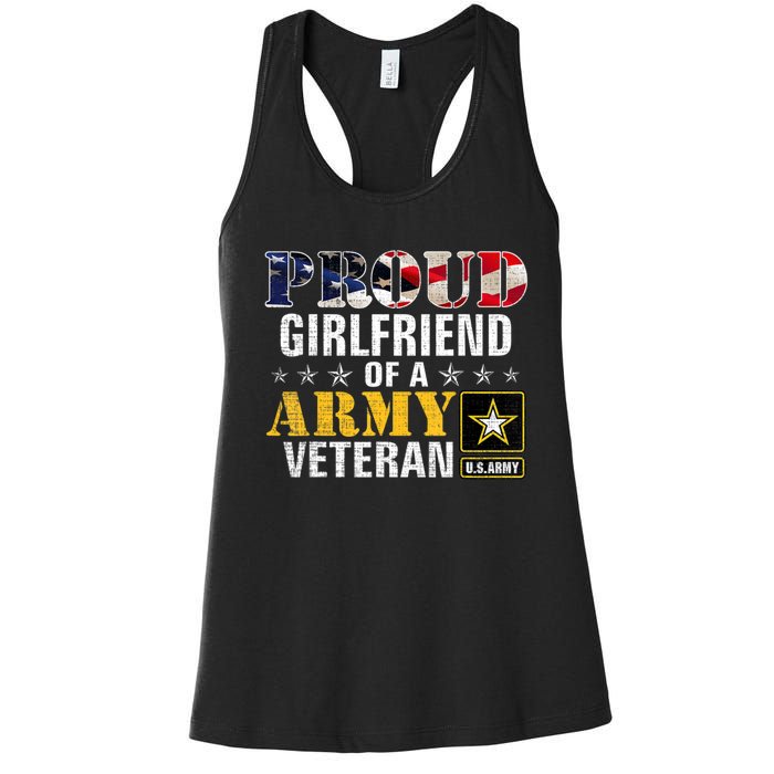 Proud Girlfriend Of A Army Veteran American Flag Military Women's Racerback Tank