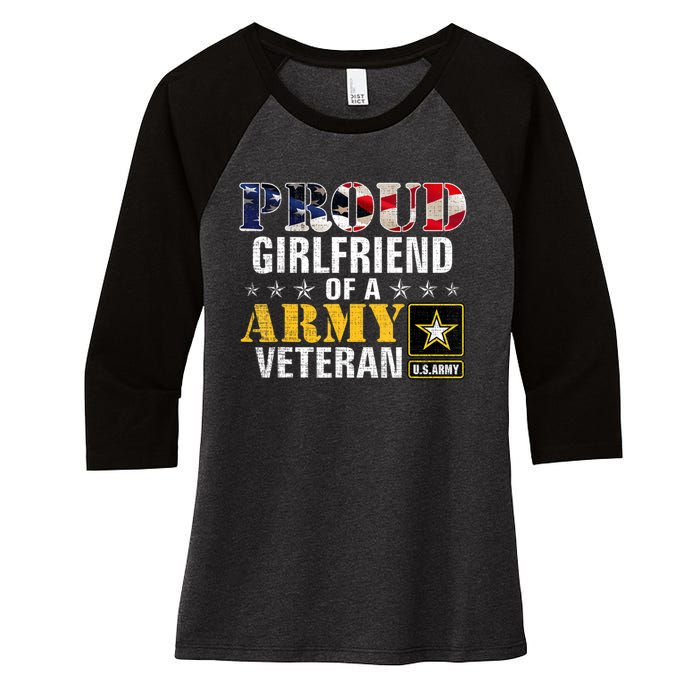 Proud Girlfriend Of A Army Veteran American Flag Military Women's Tri-Blend 3/4-Sleeve Raglan Shirt