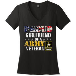 Proud Girlfriend Of A Army Veteran American Flag Military Women's V-Neck T-Shirt