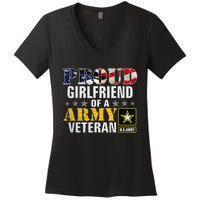 Proud Girlfriend Of A Army Veteran American Flag Military Women's V-Neck T-Shirt