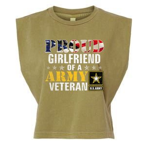 Proud Girlfriend Of A Army Veteran American Flag Military Garment-Dyed Women's Muscle Tee