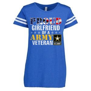 Proud Girlfriend Of A Army Veteran American Flag Military Enza Ladies Jersey Football T-Shirt