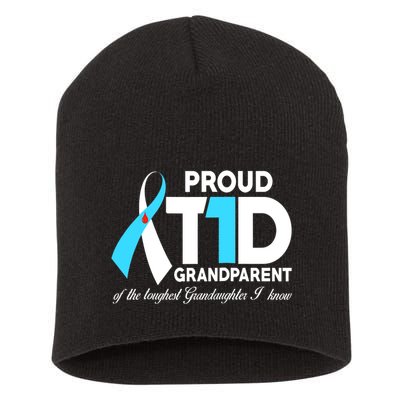 Proud Grandparent Of A T1D Warrior Diabetic Diabetes Awareness Short Acrylic Beanie