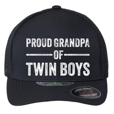 Proud Grandpa Of Twin Funny Granddad Vintage Gift Flexfit Unipanel Trucker Cap