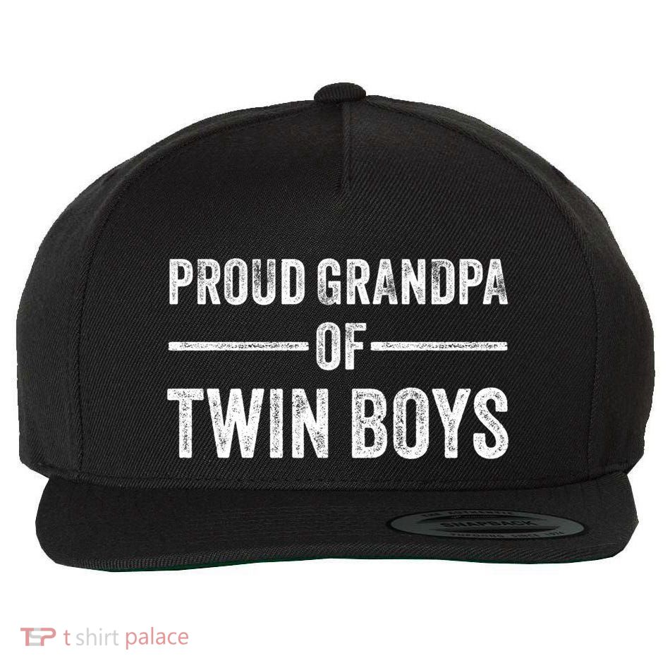 Proud Grandpa Of Twin Funny Granddad Vintage Gift Wool Snapback Cap