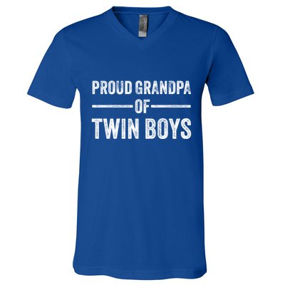 Proud Grandpa Of Twin Funny Granddad Vintage Gift V-Neck T-Shirt