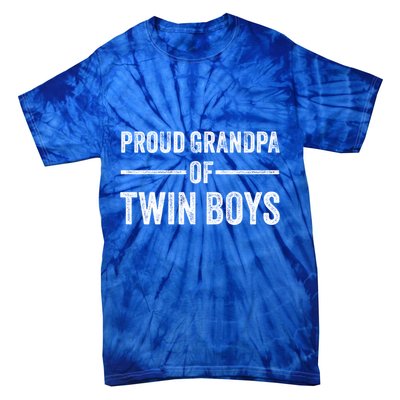Proud Grandpa Of Twin Funny Granddad Vintage Gift Tie-Dye T-Shirt