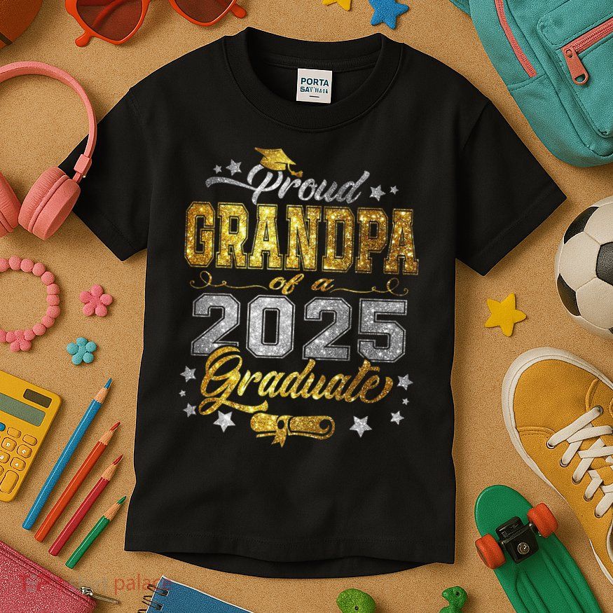 Proud Grandpa Of Class Of 2025 Graduate 2025 Senior Grandpa Kids T-Shirt