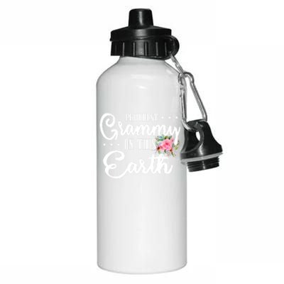 Proudest Grammy On This Earth Grandma Floral Mother's Day Gift Aluminum Water Bottle