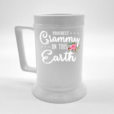 Proudest Grammy On This Earth Grandma Floral Mother's Day Gift Beer Stein