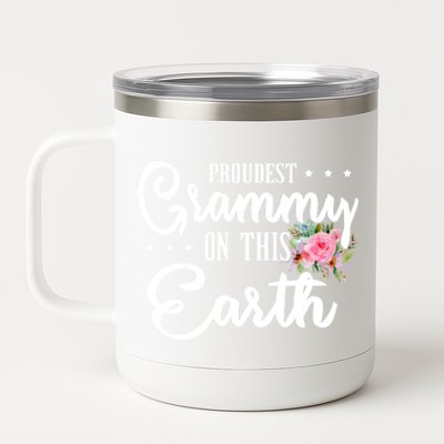 Proudest Grammy On This Earth Grandma Floral Mother's Day Gift 12 oz Stainless Steel Tumbler Cup