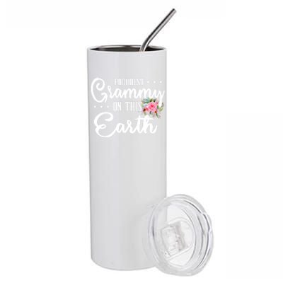 Proudest Grammy On This Earth Grandma Floral Mother's Day Gift Stainless Steel Tumbler