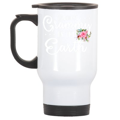 Proudest Grammy On This Earth Grandma Floral Mother's Day Gift Stainless Steel Travel Mug