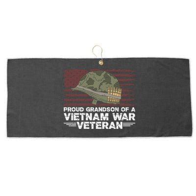 Proud Grandson Of A Vietnam War Veteran Usa Flag Gift Large Microfiber Waffle Golf Towel