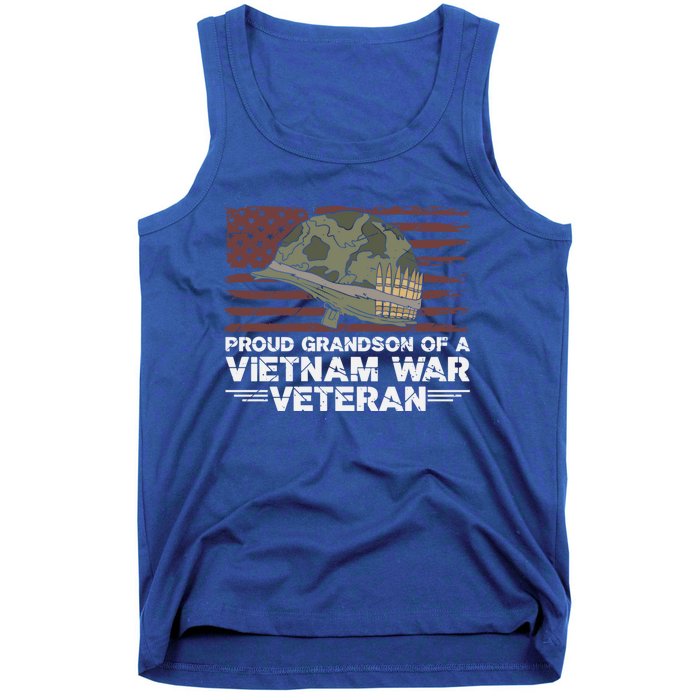 Proud Grandson Of A Vietnam War Veteran Usa Flag Gift Tank Top