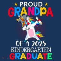 Proud Grandpa Of A 2025 Kindergarten Graduate Unicorn Dab T-Shirt