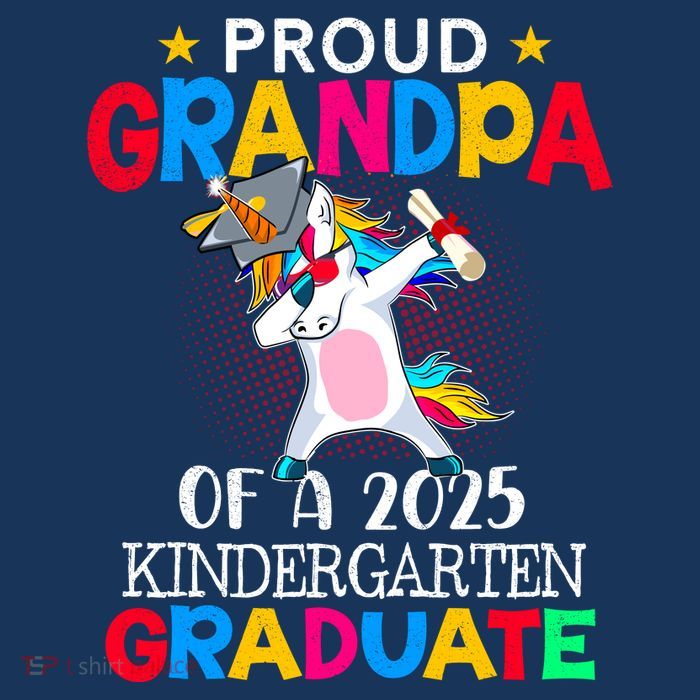 Proud Grandpa Of A 2025 Kindergarten Graduate Unicorn Dab T-Shirt