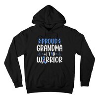 Proud Grandma Of T1D Warrior Diabetes Awareness Blue Ribbon Hoodie