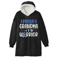 Proud Grandma Of T1D Warrior Diabetes Awareness Blue Ribbon Hooded Wearable Blanket