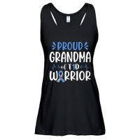 Proud Grandma Of T1D Warrior Diabetes Awareness Blue Ribbon Ladies Essential Flowy Tank