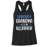 Proud Grandma Of T1D Warrior Diabetes Awareness Blue Ribbon Women's Racerback Tank