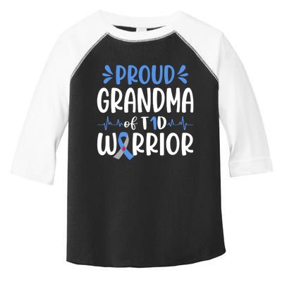 Proud Grandma Of T1D Warrior Diabetes Awareness Blue Ribbon Toddler Fine Jersey T-Shirt