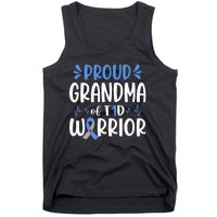 Proud Grandma Of T1D Warrior Diabetes Awareness Blue Ribbon Tank Top