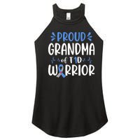 Proud Grandma Of T1D Warrior Diabetes Awareness Blue Ribbon Women's Perfect Tri Rocker Tank