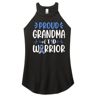 Proud Grandma Of T1D Warrior Diabetes Awareness Blue Ribbon Women's Perfect Tri Rocker Tank