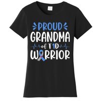 Proud Grandma Of T1D Warrior Diabetes Awareness Blue Ribbon Women's T-Shirt